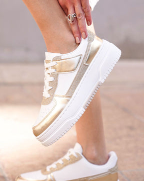 Sneaker für Damen in Gold mit Schnürsenkeln - Noe - Casualmode.de
