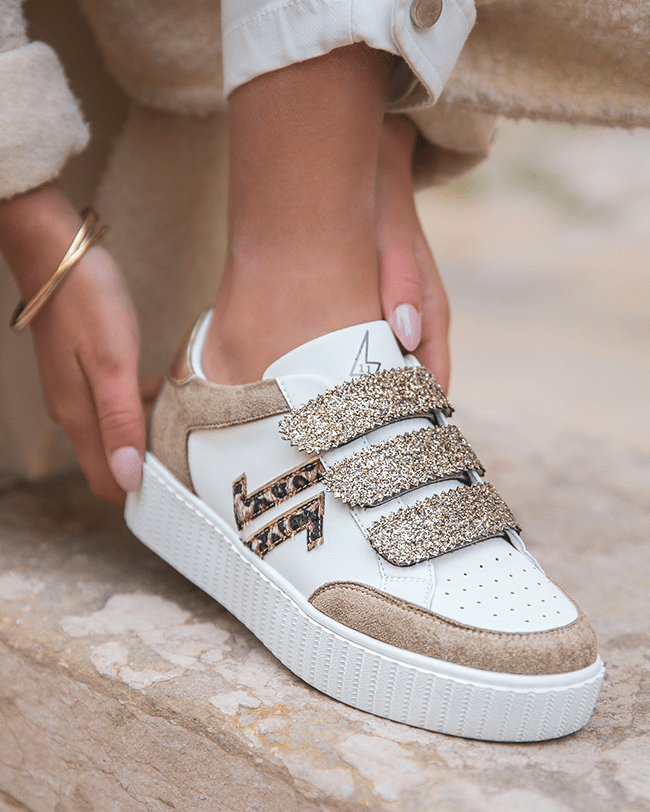 Damen-Sneaker im Leopardenmuster mit Klettverschluss-Creepers - CL70 LEO - Casualmode.de