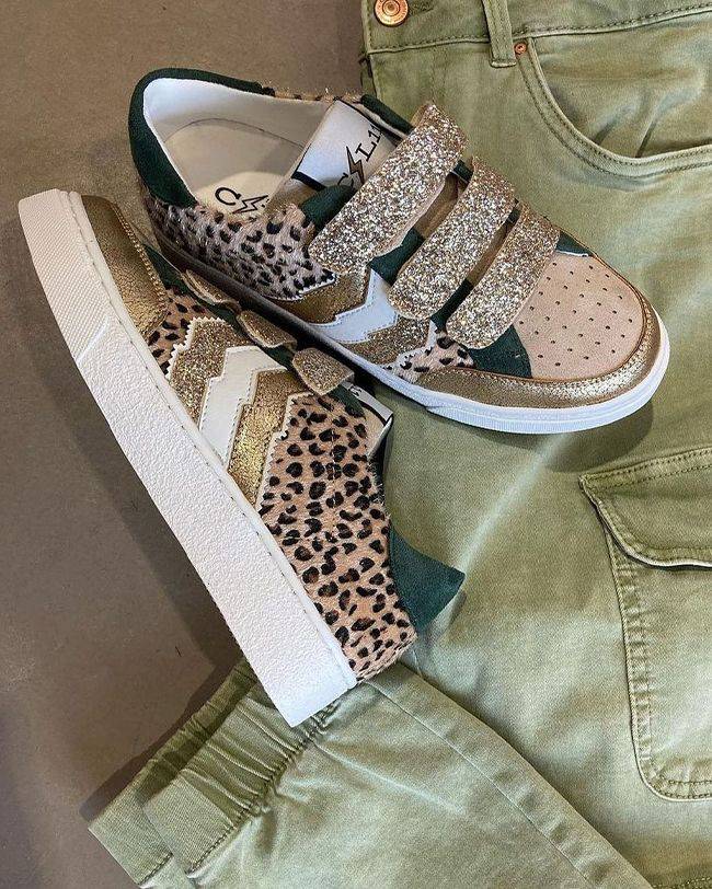 Damen-Sneaker mit Leopardenmuster und Klettverschluss - CL13 LEO - Casualmode.de