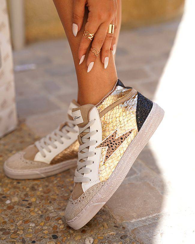 Damen-Sneaker mit Leopardenmuster, hoch geschnitten - Cara - Casualmode.de