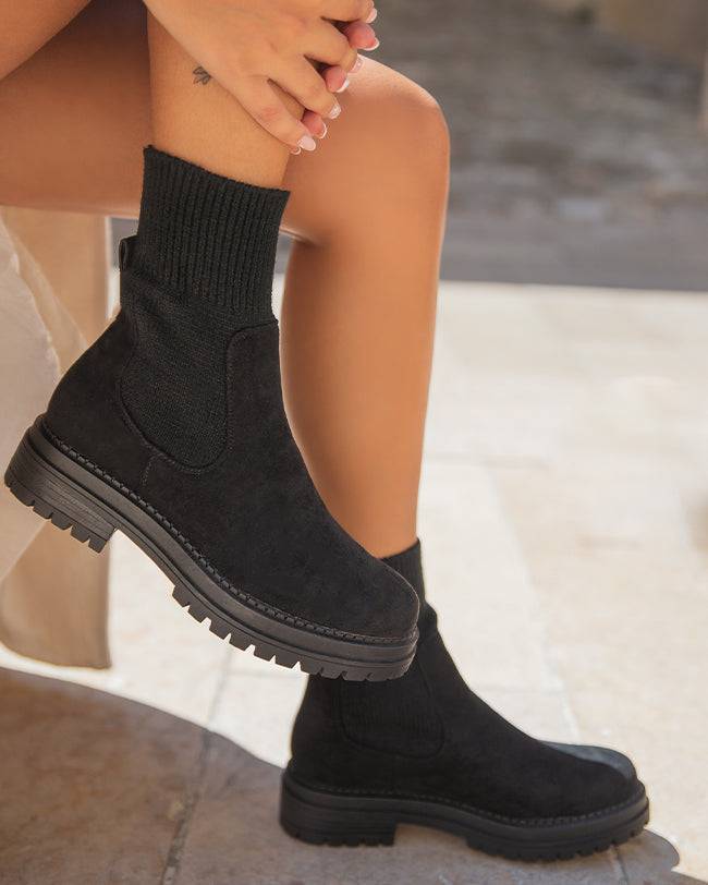 Bottines femme noires chaussettes - Nora - Casualmode.de